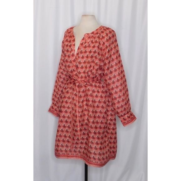 NWT!! J. CREW Cabana Mini Dress Block Print Ramie Coral Multi Cover Up Size 2X - Picture 7 of 16